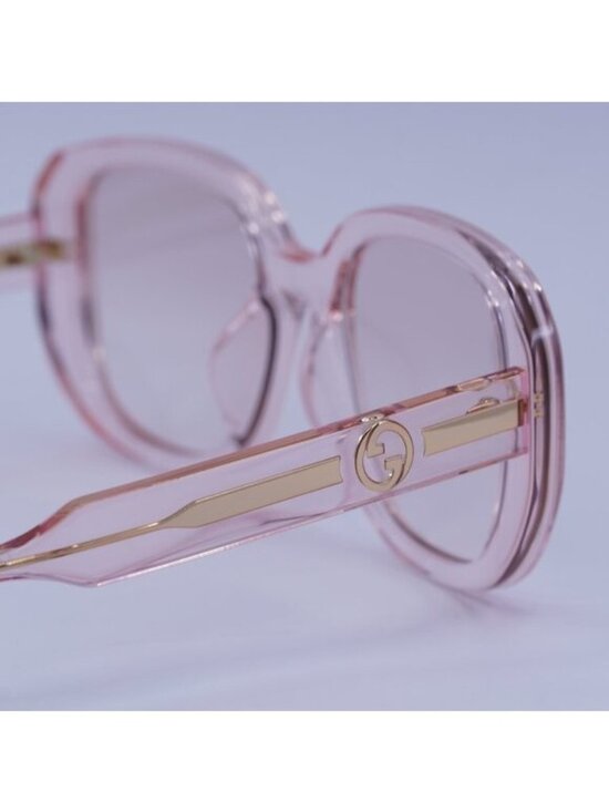 Gucci GG1557SK 003 Sunglasses Transparent Nude Square Frame, Pink Lenses main image 9